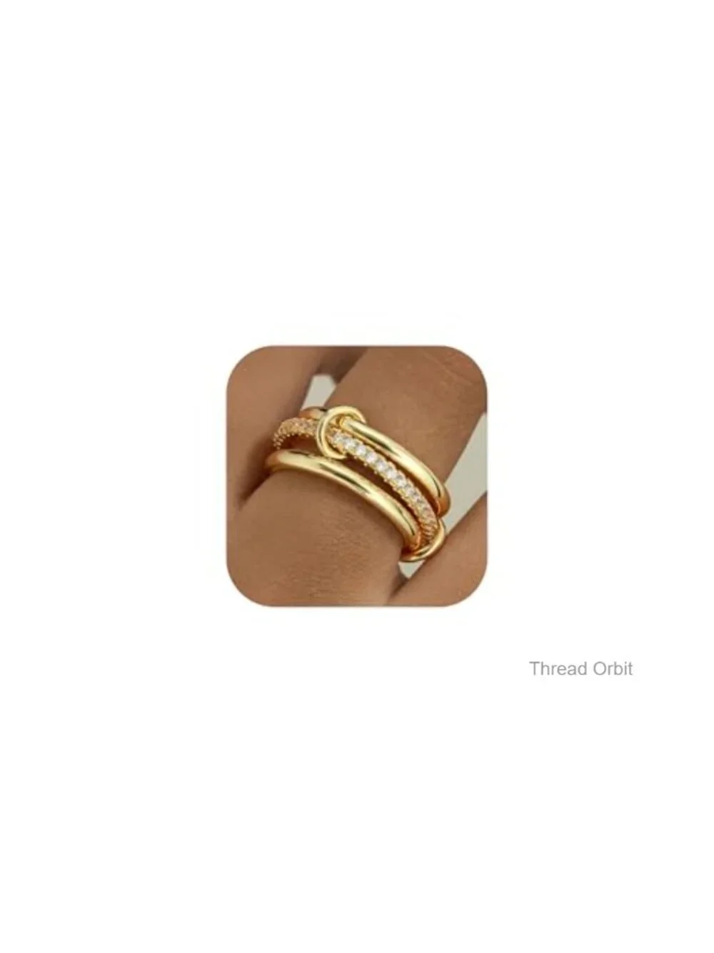 18K Gold Plated Stackable Rings Set with Cubic Zirconia Interlocked Bands